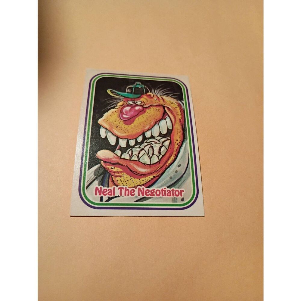 1988 Leaf Awesome All Stars Trading Card 55 Neal the Negotiator Baseball Parody